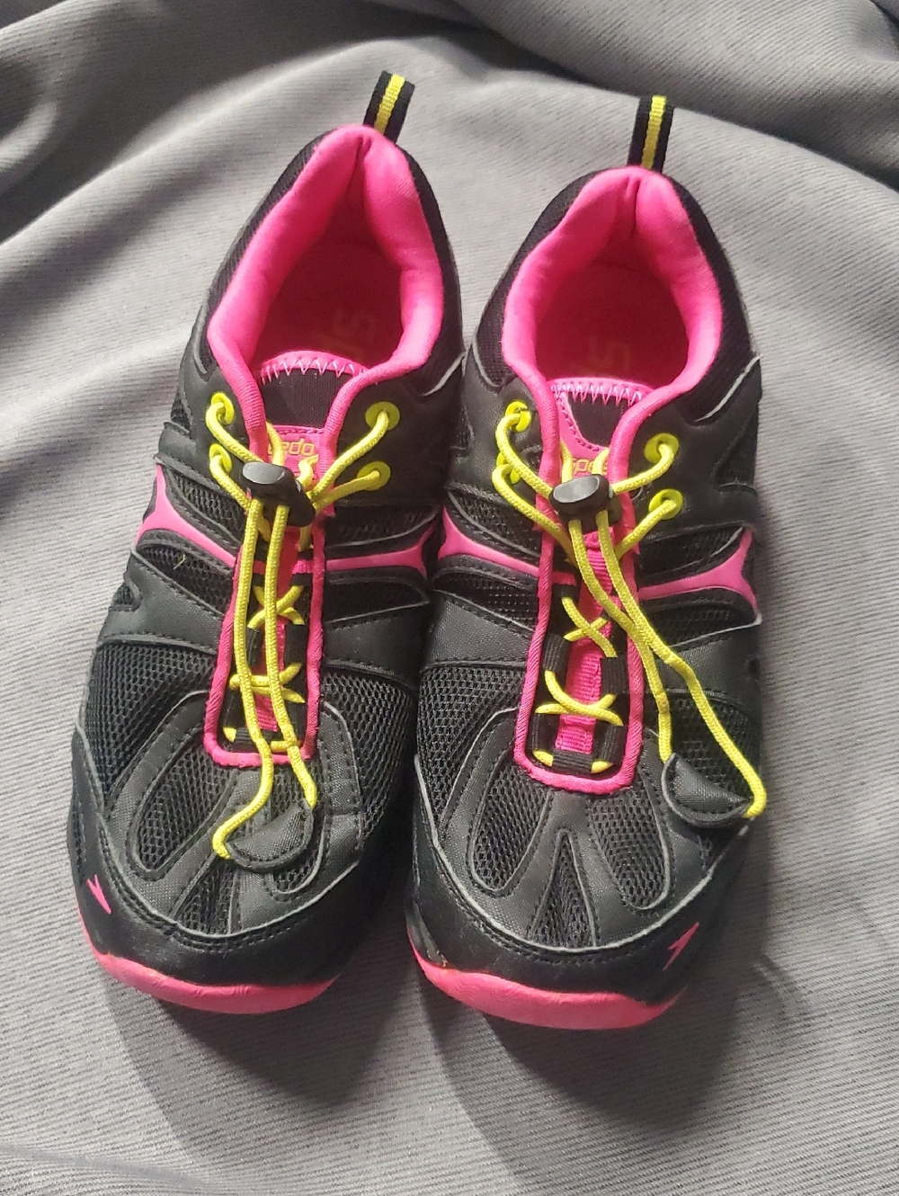Speedo Hydro Comfort Black Pink Sneaker Shoes Women's Size 8 Slip On
